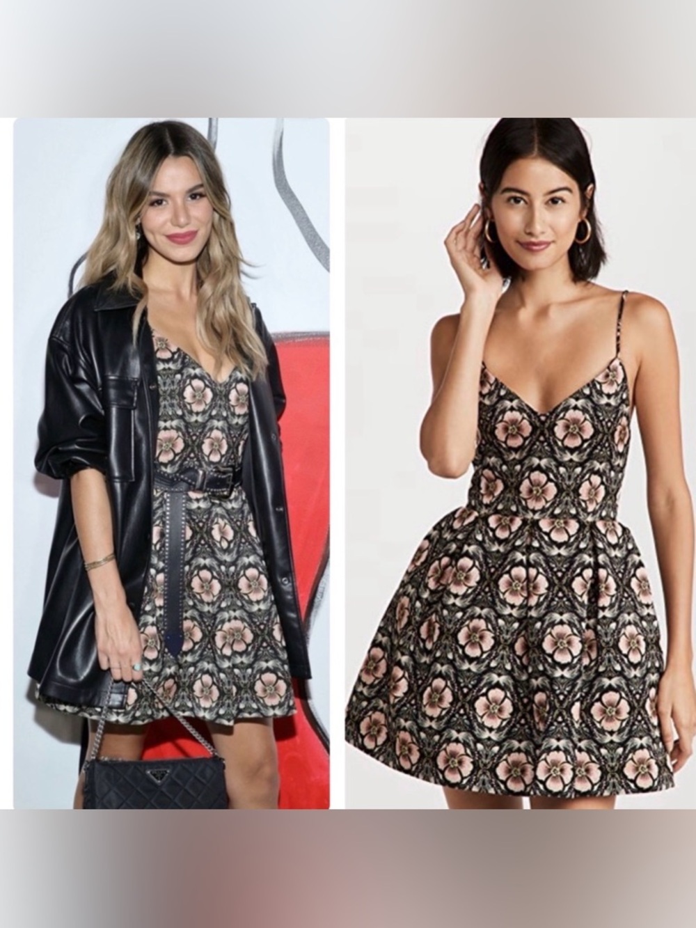 🌺 Alice + Olivia “Madison” Metallic Floral Fit & Flare Mini Dress